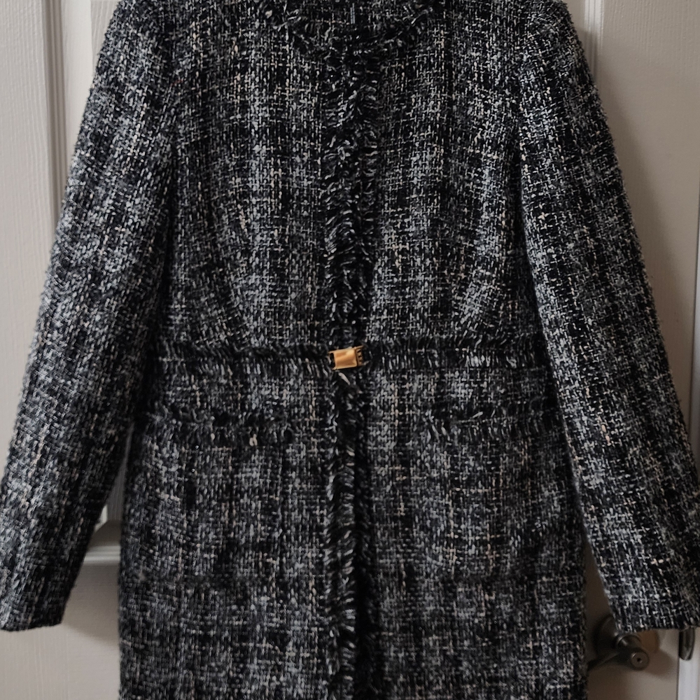 DKNY Black and White Tweed Blazer